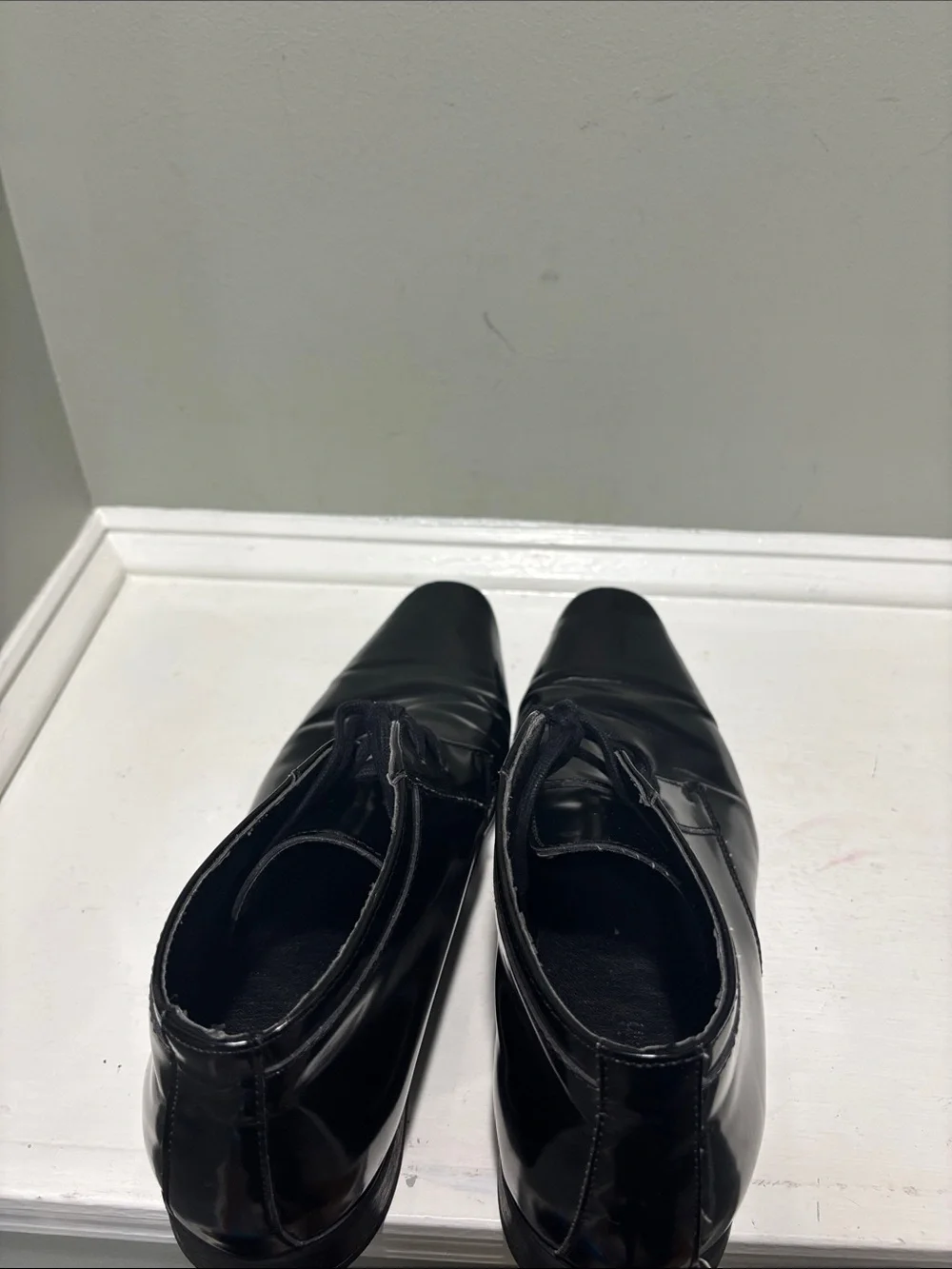 Calvin Klein Black Patent Leather Lace-Up Chelsea Dress Boots-size 10.5